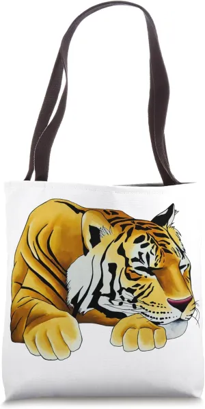 Sleeping Tiger Wildlife The Tiger Realistic Animal Tiger Art Tote Bag