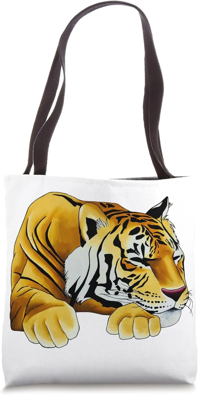 Sleeping Tiger Wildlife The Tiger Realistic Animal Tiger Art Tote Bag