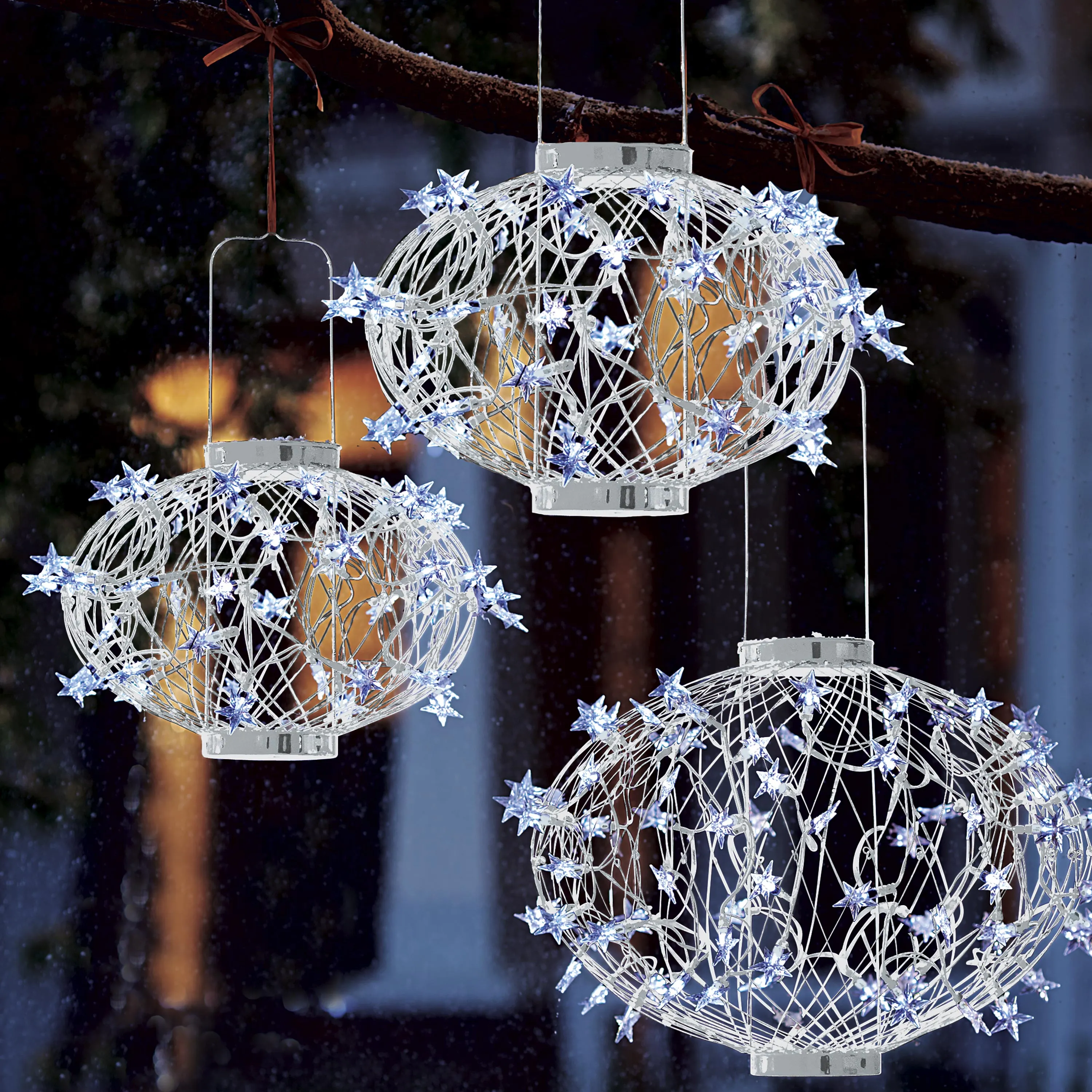 Small White Solar Star Lantern