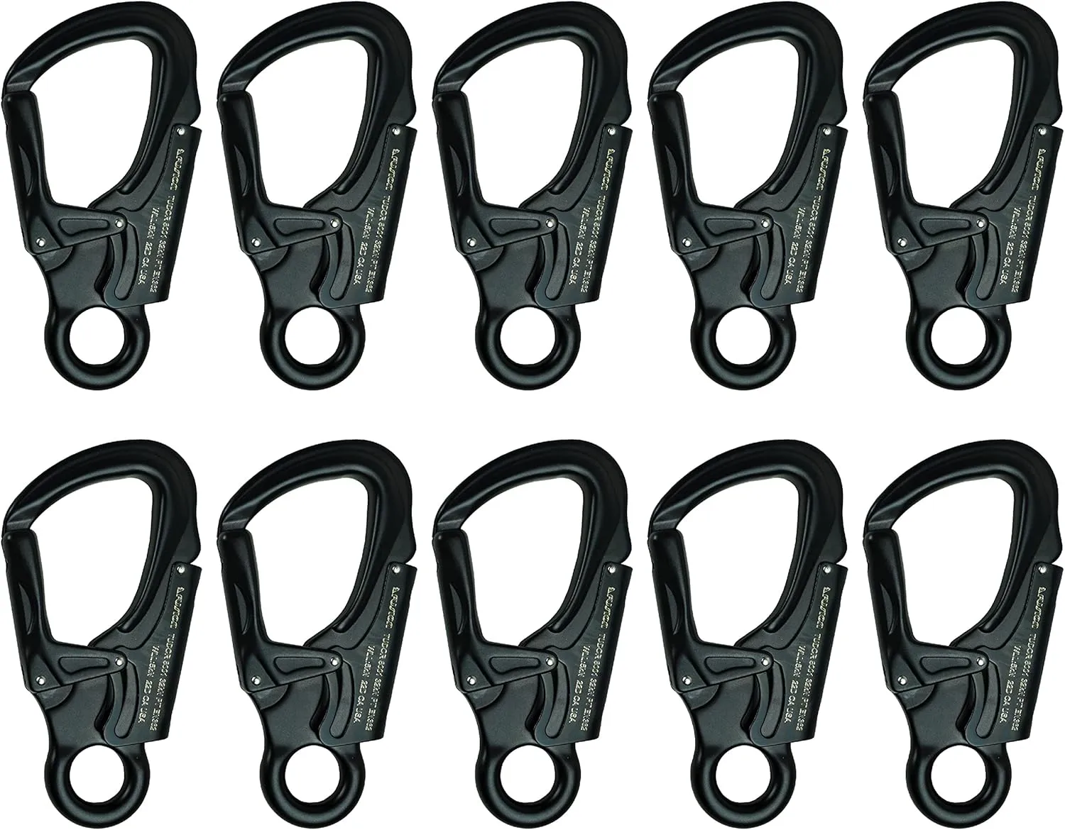Snap Auto-Locking Carabiner 32KN (10-Pack) - Fusion Climb Tudor - Professional Rock Climbing Carabiner - Aluminum