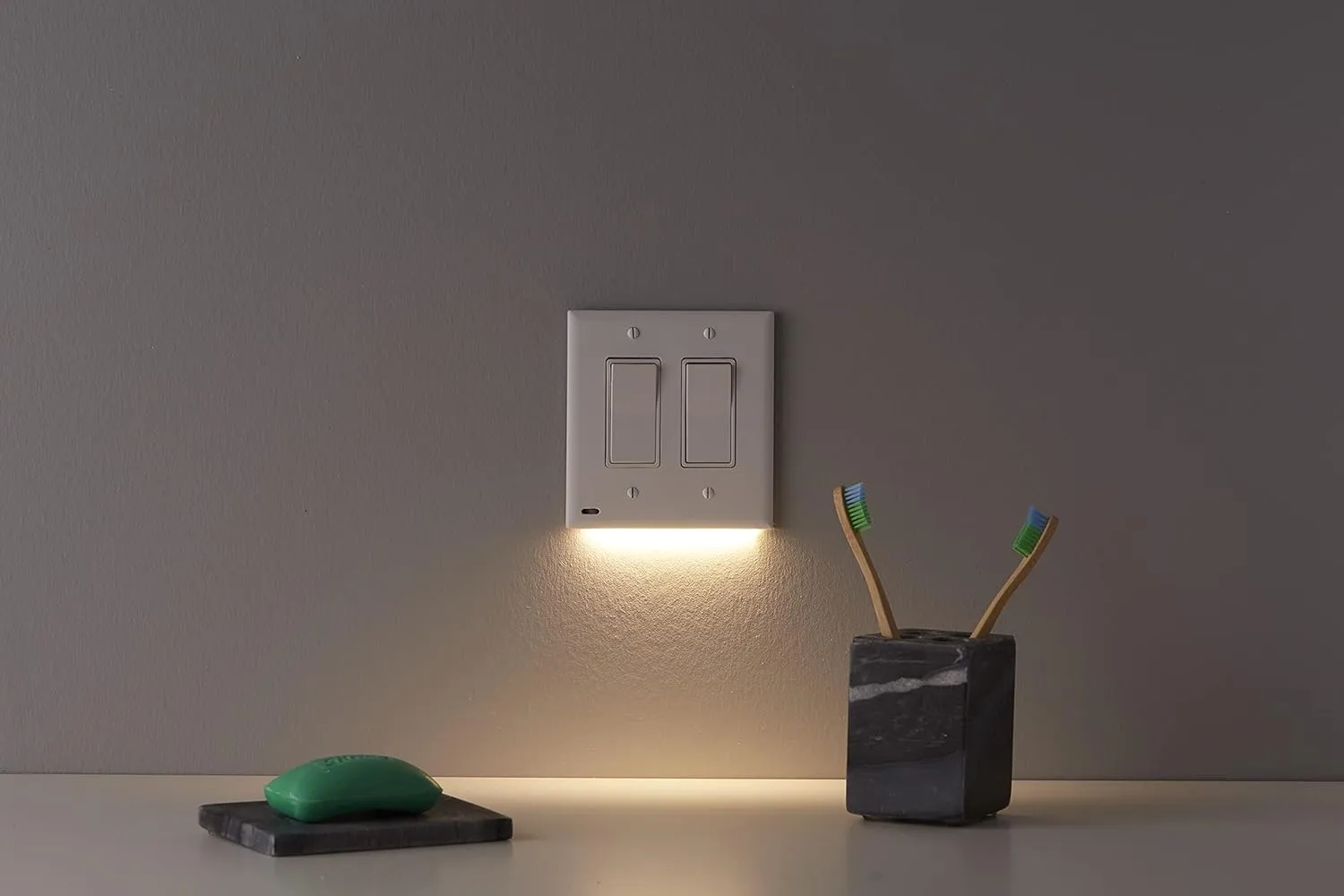 SnapPower SwitchLight - LED Night Lights Wall Plate with Built-in Sensors for Double-Gang Light Switches