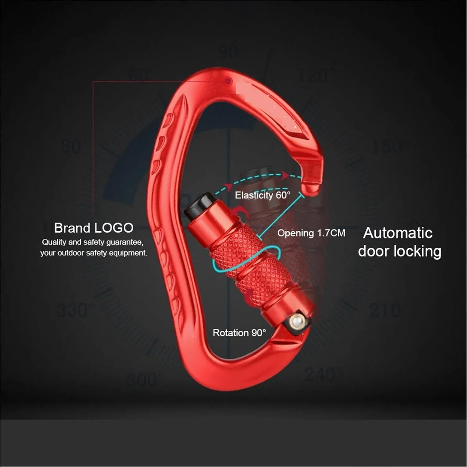 Snaps 2PCS D-Shaped Climbing Professional Safety Carabiner Easy to Carry for Traveling Hiking Fishing for Keychains, Fishing and Outdoor Activitie