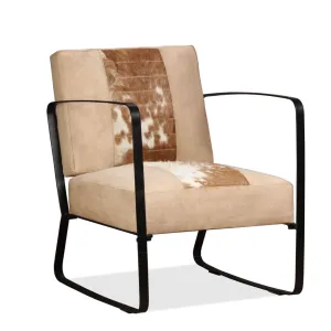 Sofa Single Sofa Chair with Metal Frame for Living Room Genuine Leather