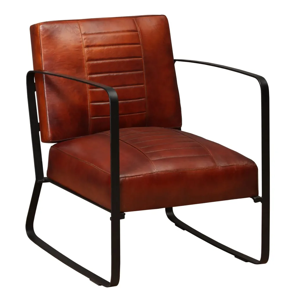 Sofa Single Sofa Chair with Metal Frame for Living Room Genuine Leather