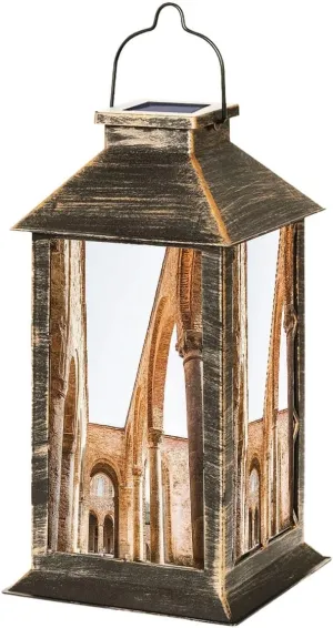 Solar Lantern Abbey San Galgano Outdoor Garden Hanging Lantern Waterproof Solar Powered Lighting Outside Table Lamp for Deck Yard Camping Patio Decor
