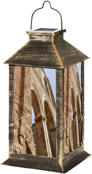 Solar Lantern Abbey San Galgano Outdoor Garden Hanging Lantern Waterproof Solar Powered Lighting Outside Table Lamp for Deck Yard Camping Patio Decor