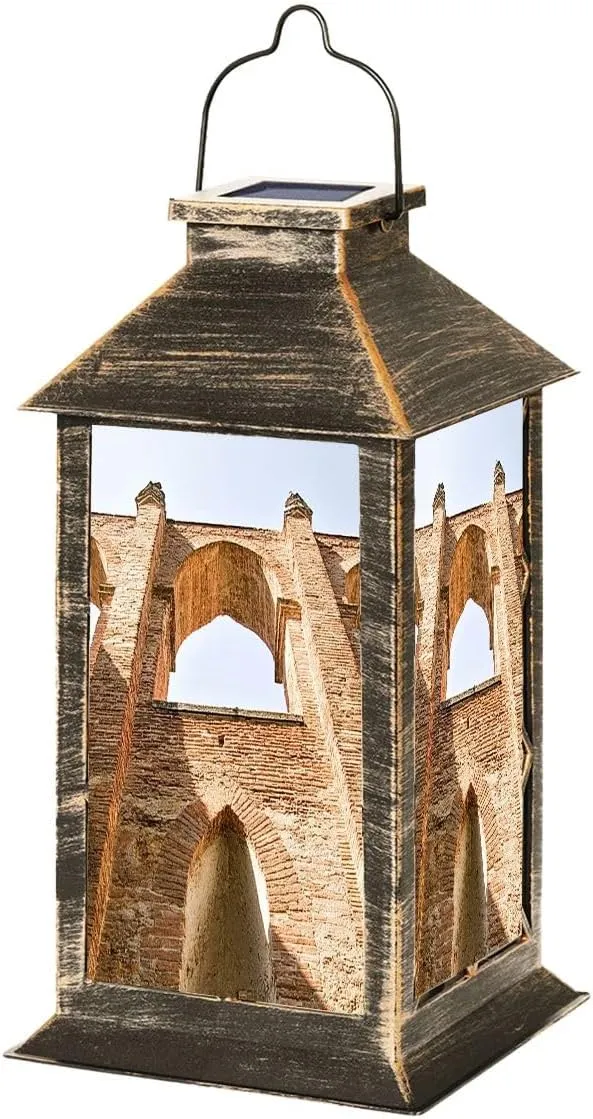 Solar Lantern Abbey San Galgano Outdoor Garden Hanging Lantern Waterproof Solar Powered Lighting Outside Table Lamp for Deck Yard Camping Patio Decor
