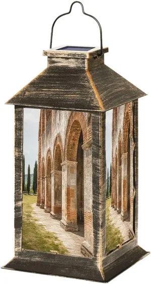 Solar Lantern Abbey San Galgano Outdoor Garden Hanging Lantern Waterproof Solar Powered Lighting Outside Table Lamp for Deck Yard Camping Patio Decor