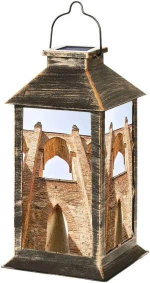 Solar Lantern Abbey San Galgano Outdoor Garden Hanging Lantern Waterproof Solar Powered Lighting Outside Table Lamp for Deck Yard Camping Patio Decor