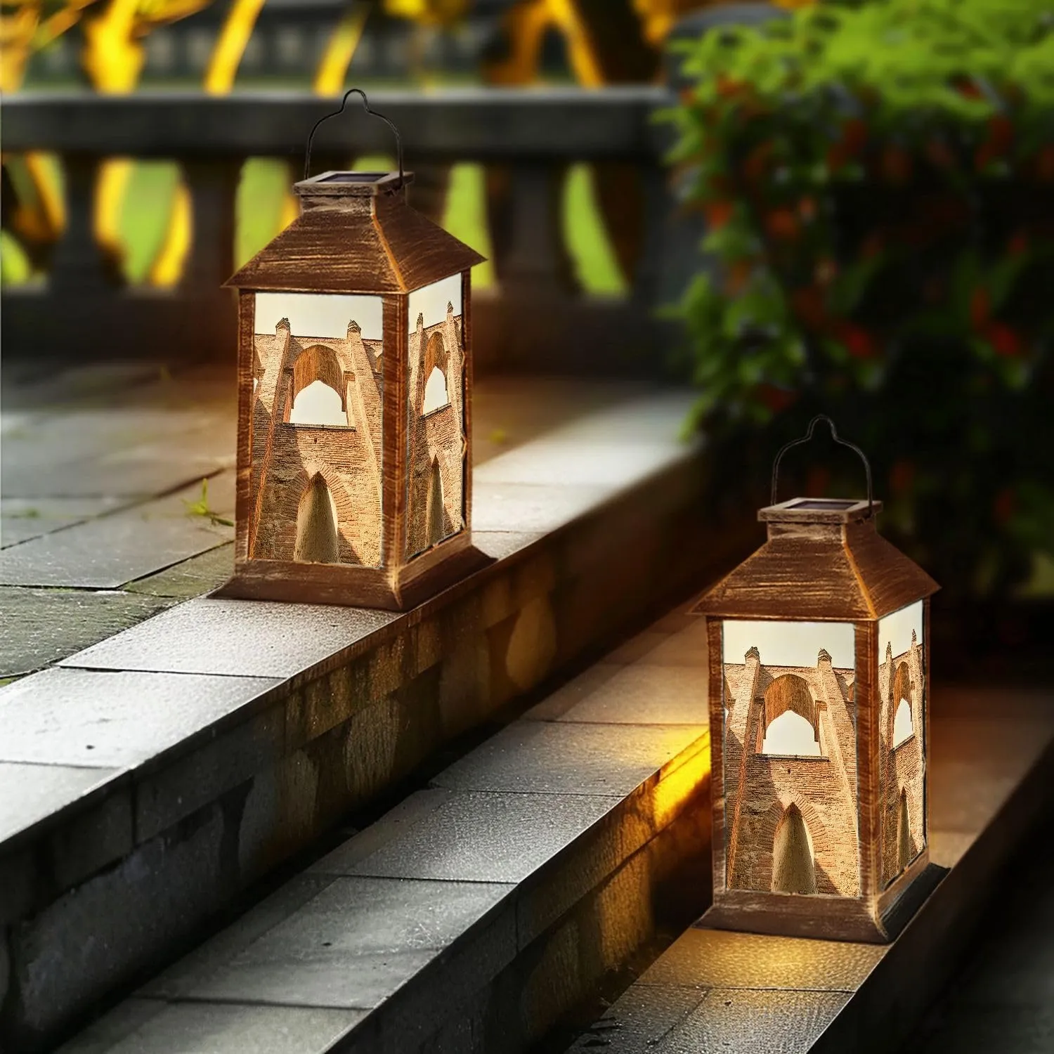 Solar Lantern Abbey San Galgano Outdoor Garden Hanging Lantern Waterproof Solar Powered Lighting Outside Table Lamp for Deck Yard Camping Patio Decor