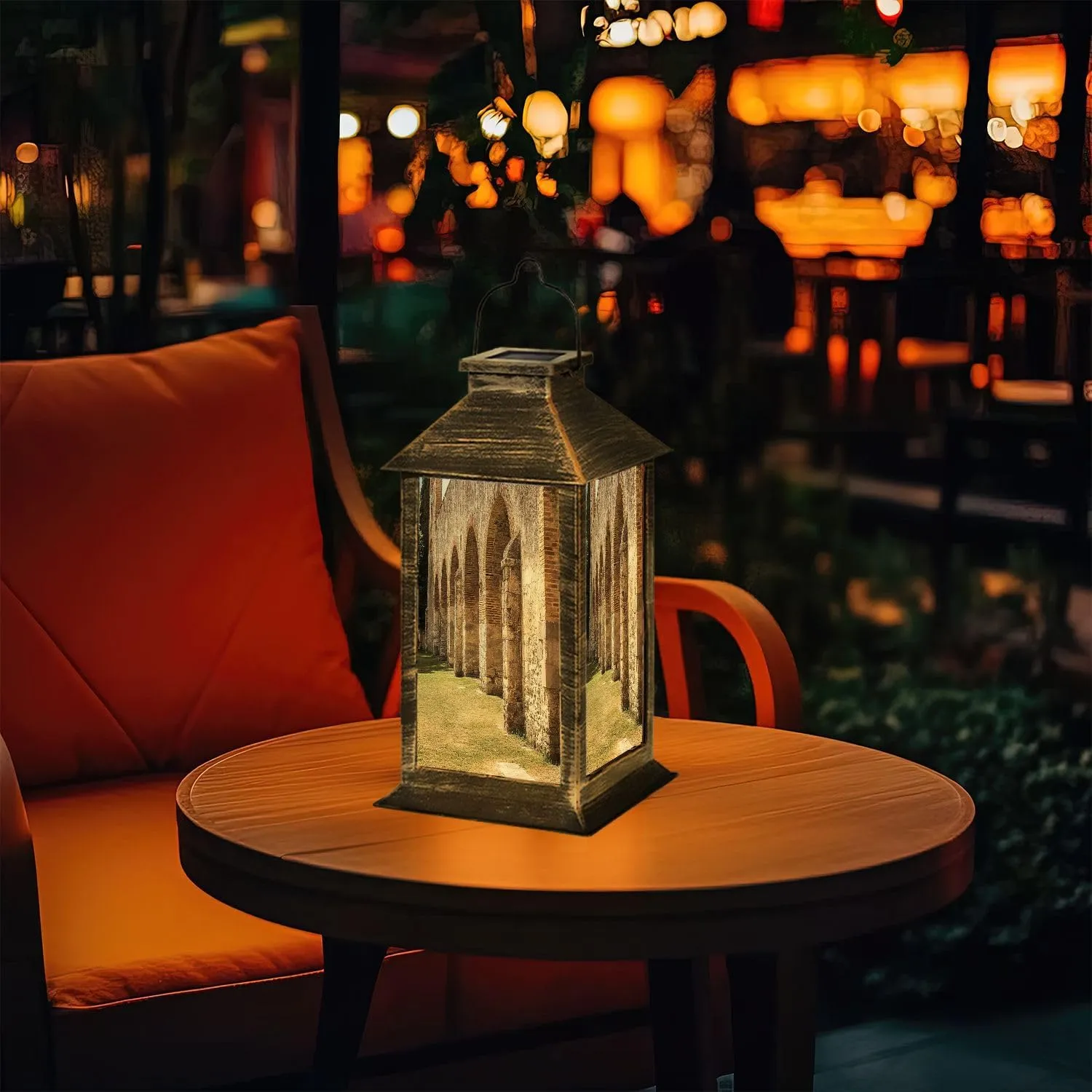 Solar Lantern Abbey San Galgano Outdoor Garden Hanging Lantern Waterproof Solar Powered Lighting Outside Table Lamp for Deck Yard Camping Patio Decor