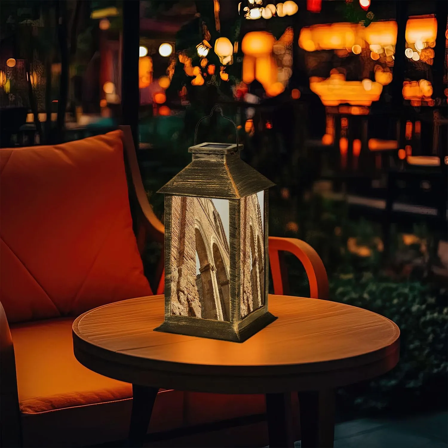 Solar Lantern Abbey San Galgano Outdoor Garden Hanging Lantern Waterproof Solar Powered Lighting Outside Table Lamp for Deck Yard Camping Patio Decor