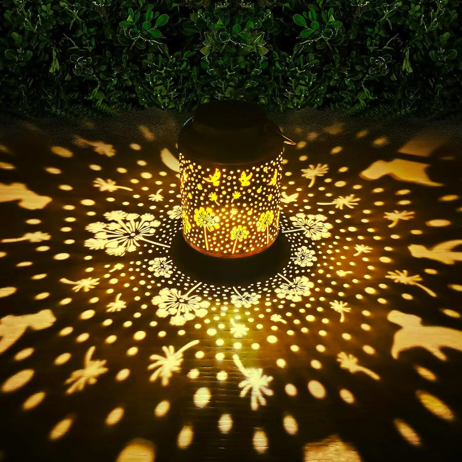 Solar Lantern Outdoor Dandelion Garden Decor, IP65 Waterproof Hanging Solar Powered Lights Birthdays Gifts for Women Mom, Metal Decorative Light for Patio Yard Lawn Porch Backyard Christmas