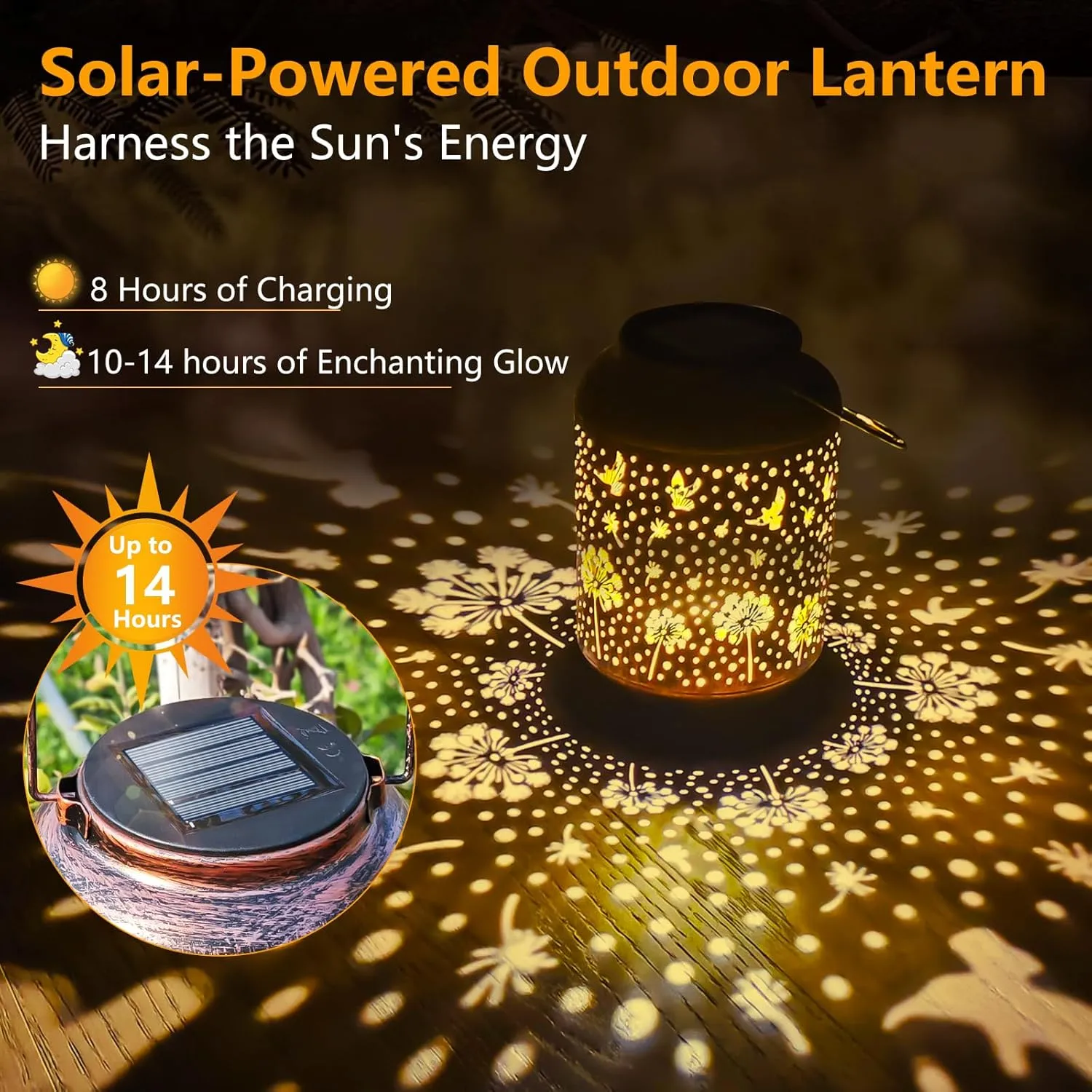 Solar Lantern Outdoor Dandelion Garden Decor, IP65 Waterproof Hanging Solar Powered Lights Birthdays Gifts for Women Mom, Metal Decorative Light for Patio Yard Lawn Porch Backyard Christmas