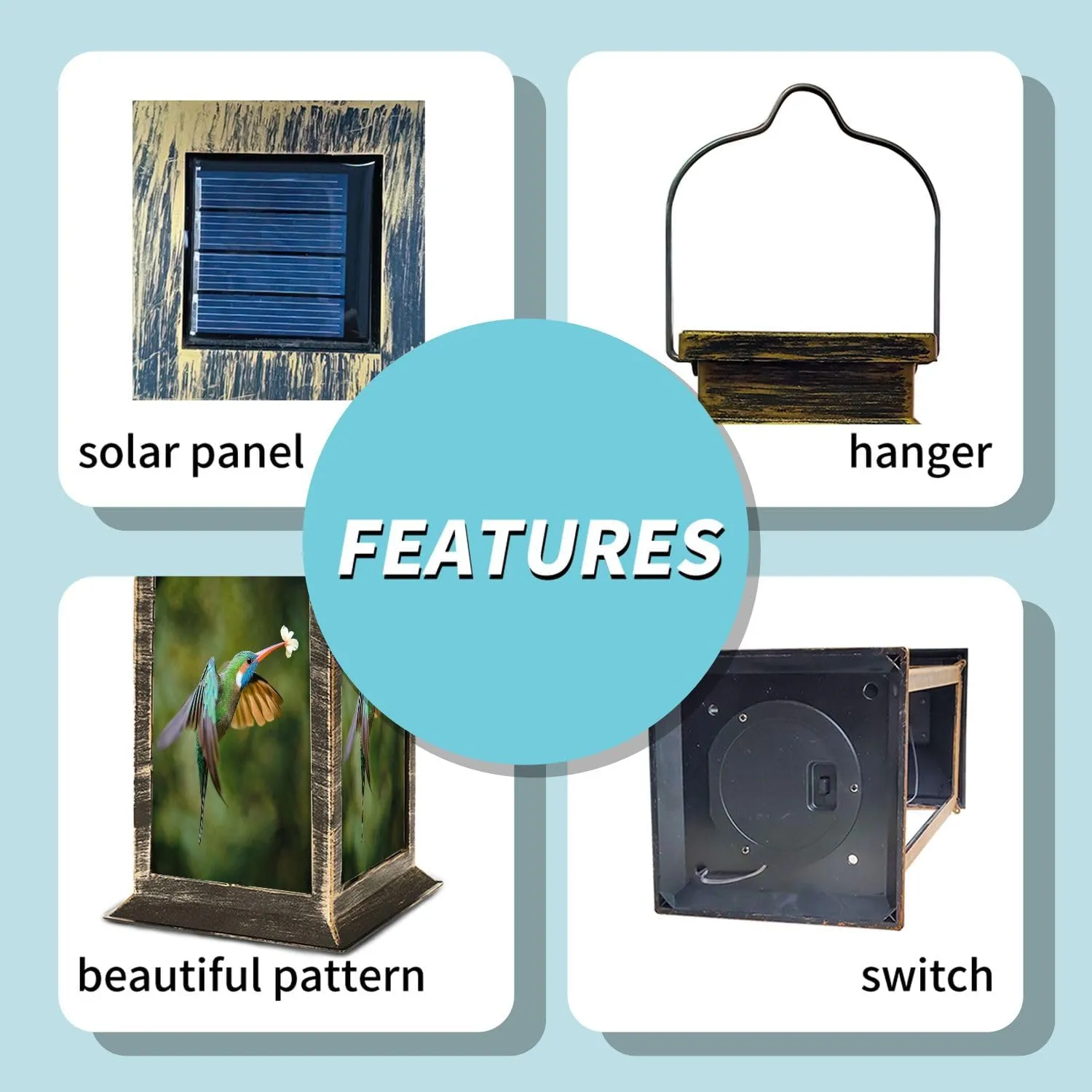 Solar Lantern Portrait Photo Violet Fronted Brilliant Flight Water Covered Yellow Outdoor Waterproof Garden Hanging Lantern Solar Powered Lighting Outside Table Lamp for Patio Deck Camping 1 Pack