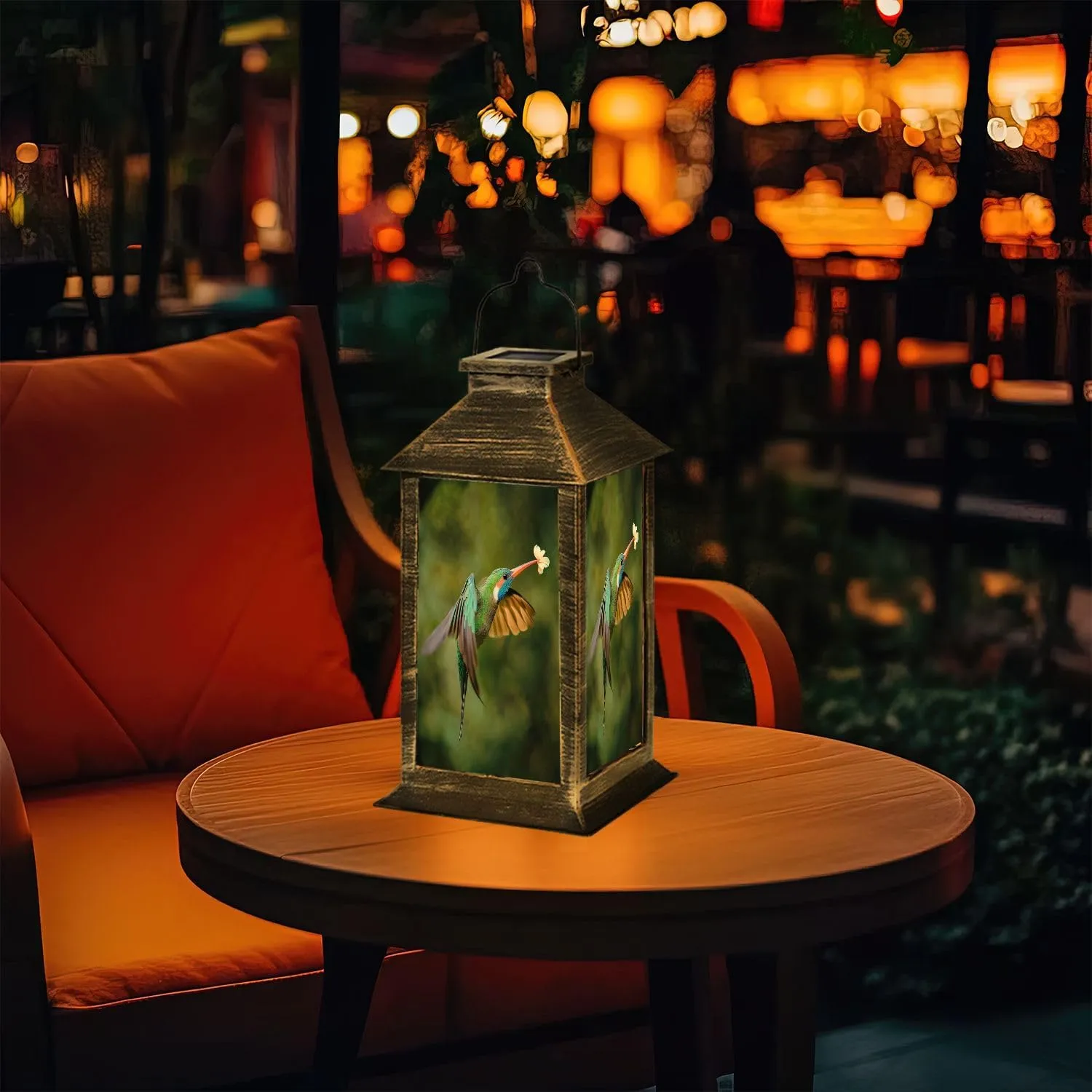 Solar Lantern Portrait Photo Violet Fronted Brilliant Flight Water Covered Yellow Outdoor Waterproof Garden Hanging Lantern Solar Powered Lighting Outside Table Lamp for Patio Deck Camping 1 Pack