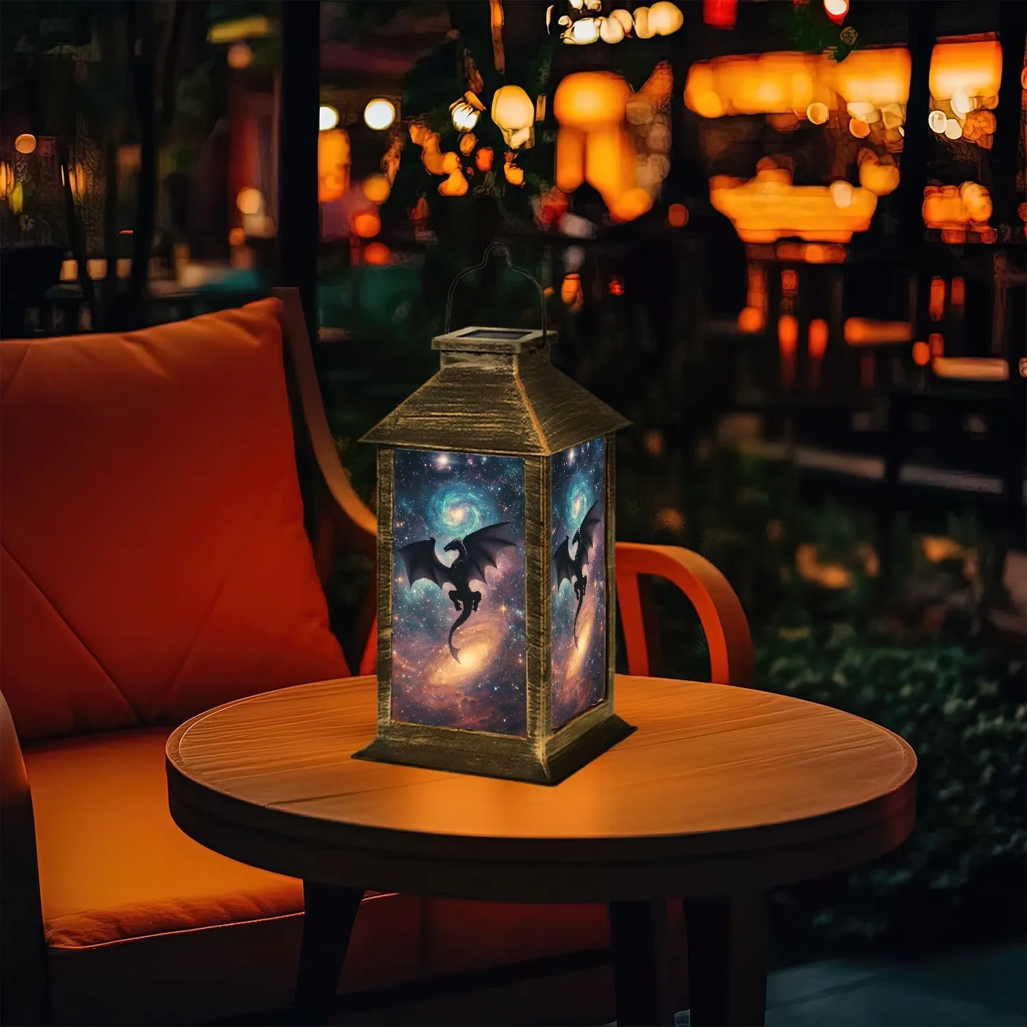 Solar Lantern Swirling Galaxy Dragon Majestic Outdoor Waterproof Garden Hanging Lantern Solar Powered Lighting Outside Table Lamp for Patio Deck Camping 1 Pack
