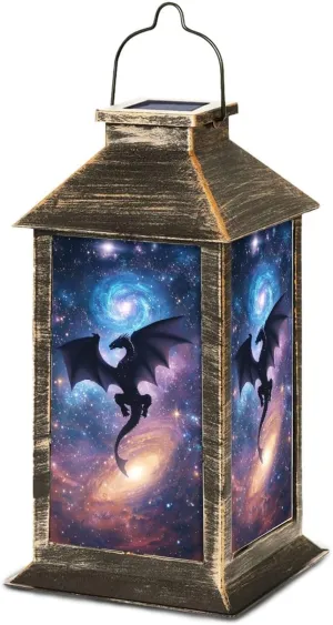 Solar Lantern Swirling Galaxy Dragon Majestic Outdoor Waterproof Garden Hanging Lantern Solar Powered Lighting Outside Table Lamp for Patio Deck Camping 1 Pack