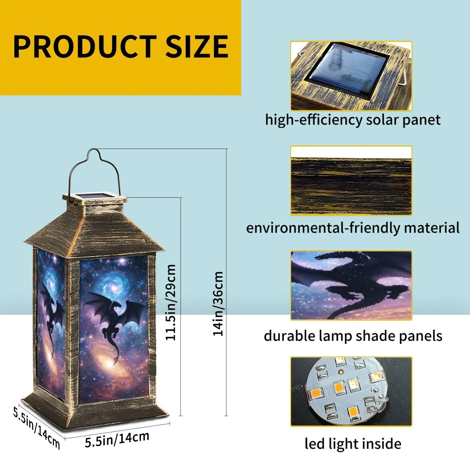 Solar Lantern Swirling Galaxy Dragon Majestic Outdoor Waterproof Garden Hanging Lantern Solar Powered Lighting Outside Table Lamp for Patio Deck Camping 1 Pack