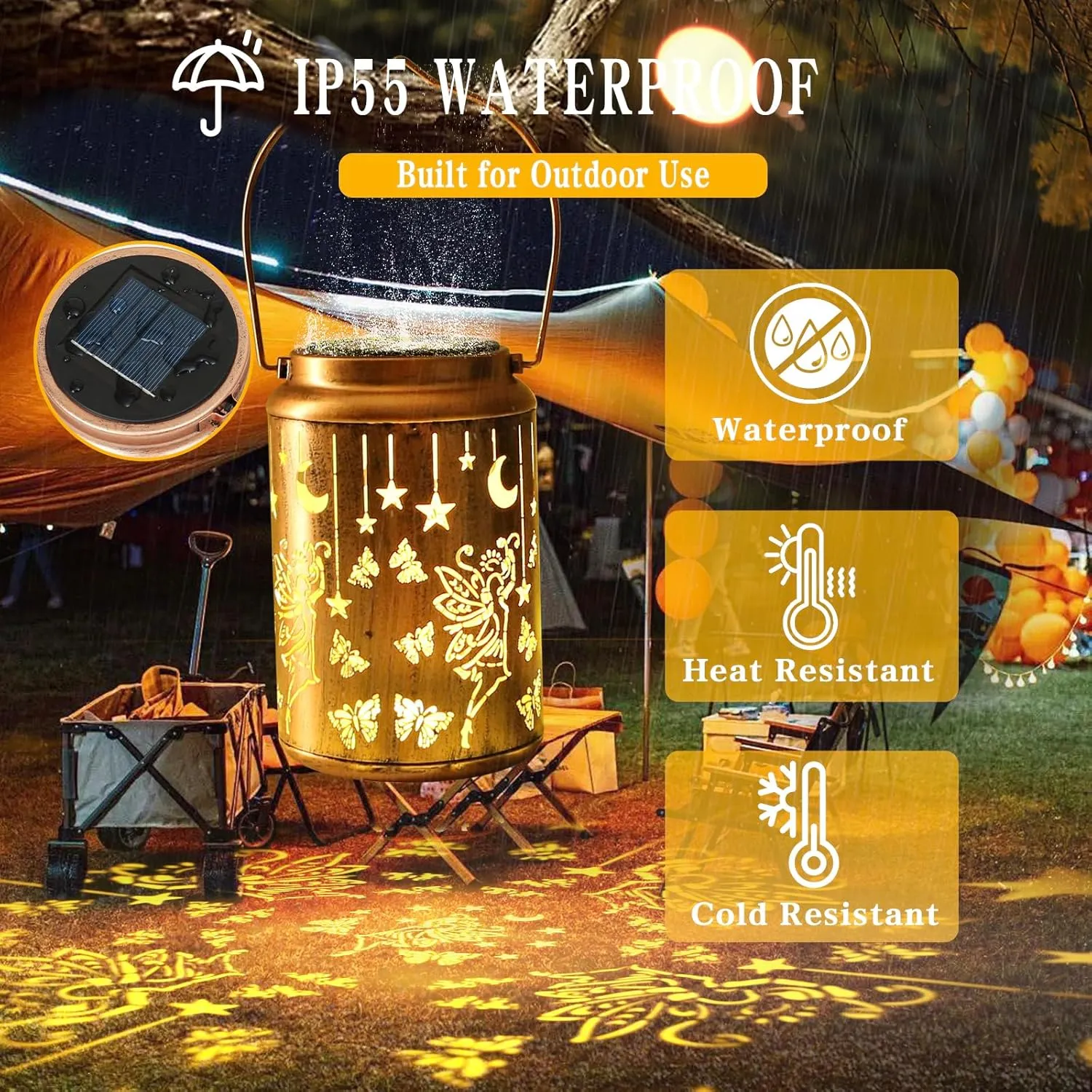 Solar Lanterns Outdoor Waterproof,Hanging Solar Lights Garden Decor,Gardening Gifts for Women Mom Grandma Birthday,Metal Hollowed-Out Lanterns for Yard,Patio,Backyard,Porch (Fairy)