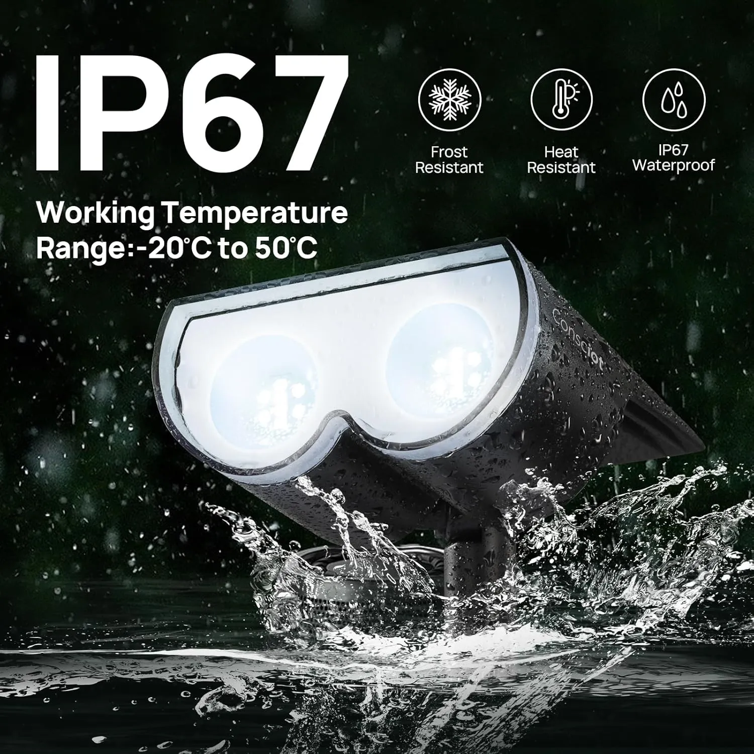 Solar Lights Outdoor Waterproof, Consciot 16 LEDs IP67 Spot Lights Outdoor, Auto On/Off Solar Landscape Spotlights, 2-in-1 Adjustable Wall Lights for Garden Yard Pathway, Cool White 4 Pack