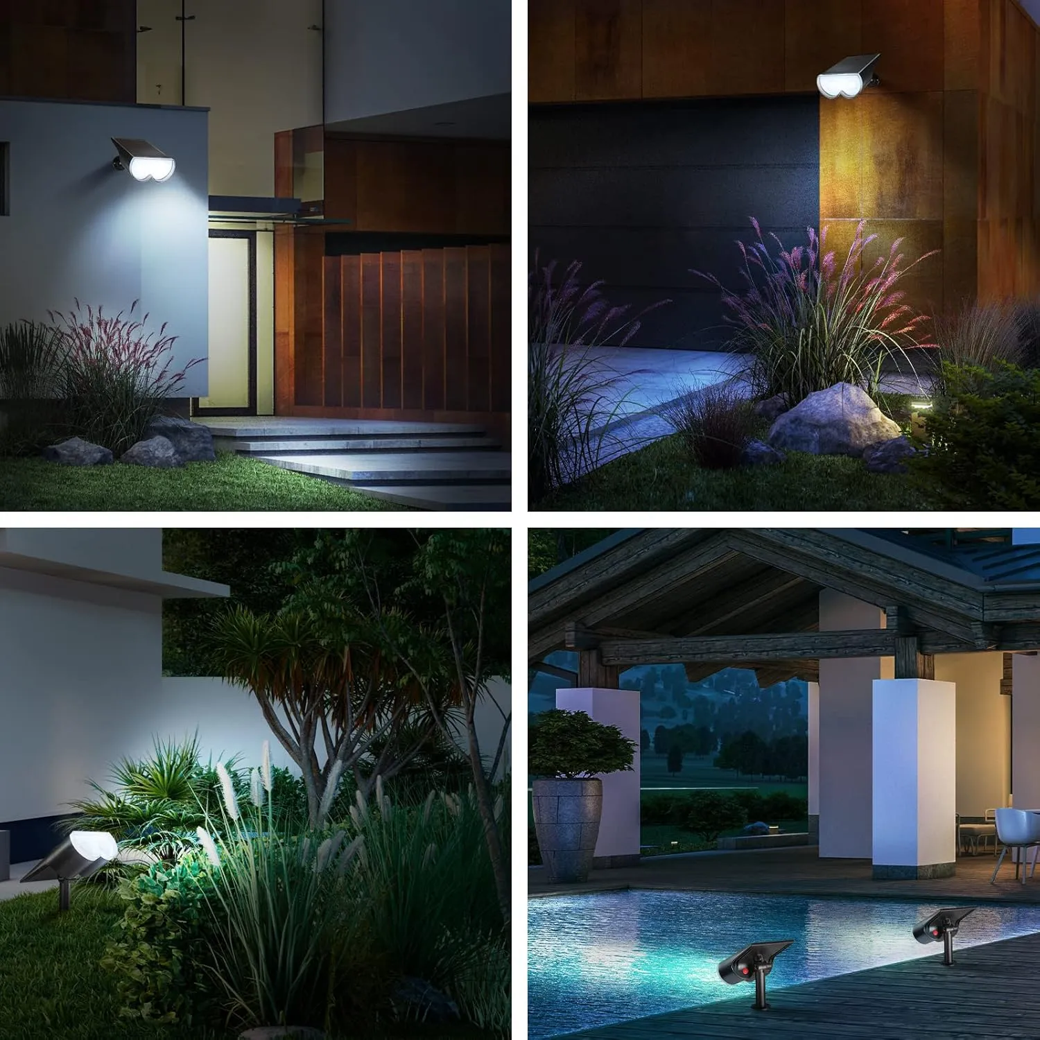 Solar Lights Outdoor Waterproof, Consciot 16 LEDs IP67 Spot Lights Outdoor, Auto On/Off Solar Landscape Spotlights, 2-in-1 Adjustable Wall Lights for Garden Yard Pathway, Cool White 4 Pack
