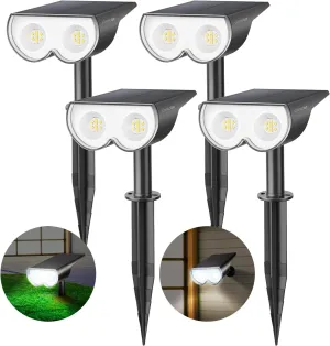 Solar Lights Outdoor Waterproof, Consciot 16 LEDs IP67 Spot Lights Outdoor, Auto On/Off Solar Landscape Spotlights, 2-in-1 Adjustable Wall Lights for Garden Yard Pathway, Cool White 4 Pack
