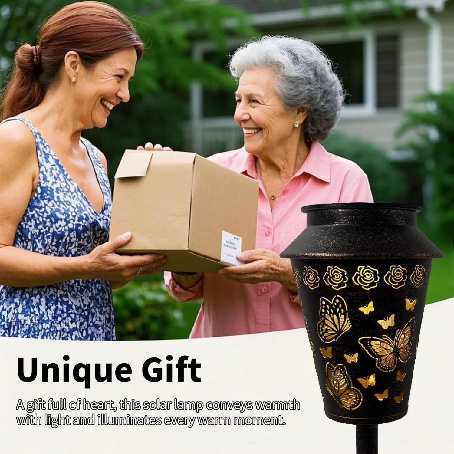Solar Pathway Lights Outdoor Waterproof, Metal Copper Butterfly Lantern for Yard, Garden, Walkway, Patio Decor and More, Ideal Landscape Lighting Gift for Women, Mom, Grandma