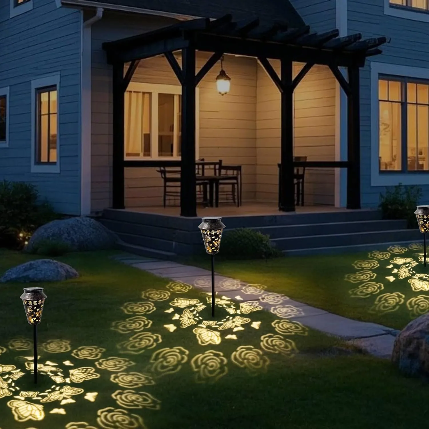 Solar Pathway Lights Outdoor Waterproof, Metal Copper Butterfly Lantern for Yard, Garden, Walkway, Patio Decor and More, Ideal Landscape Lighting Gift for Women, Mom, Grandma