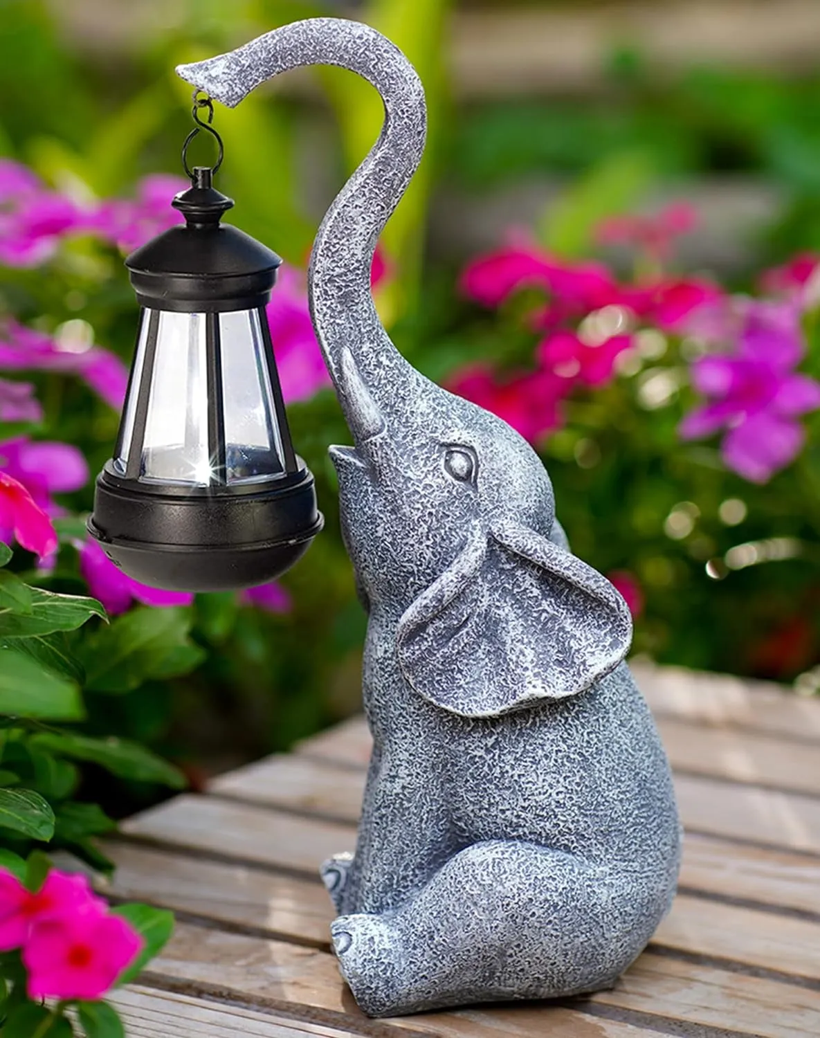 Solar-Powered Elephant Statue for Garden - Eco-Friendly Outdoor Decor with LED Lighting, Weather-Resistant for Pathways & Flowerbeds, Unique Garden Gift for Women & Animal Lovers
