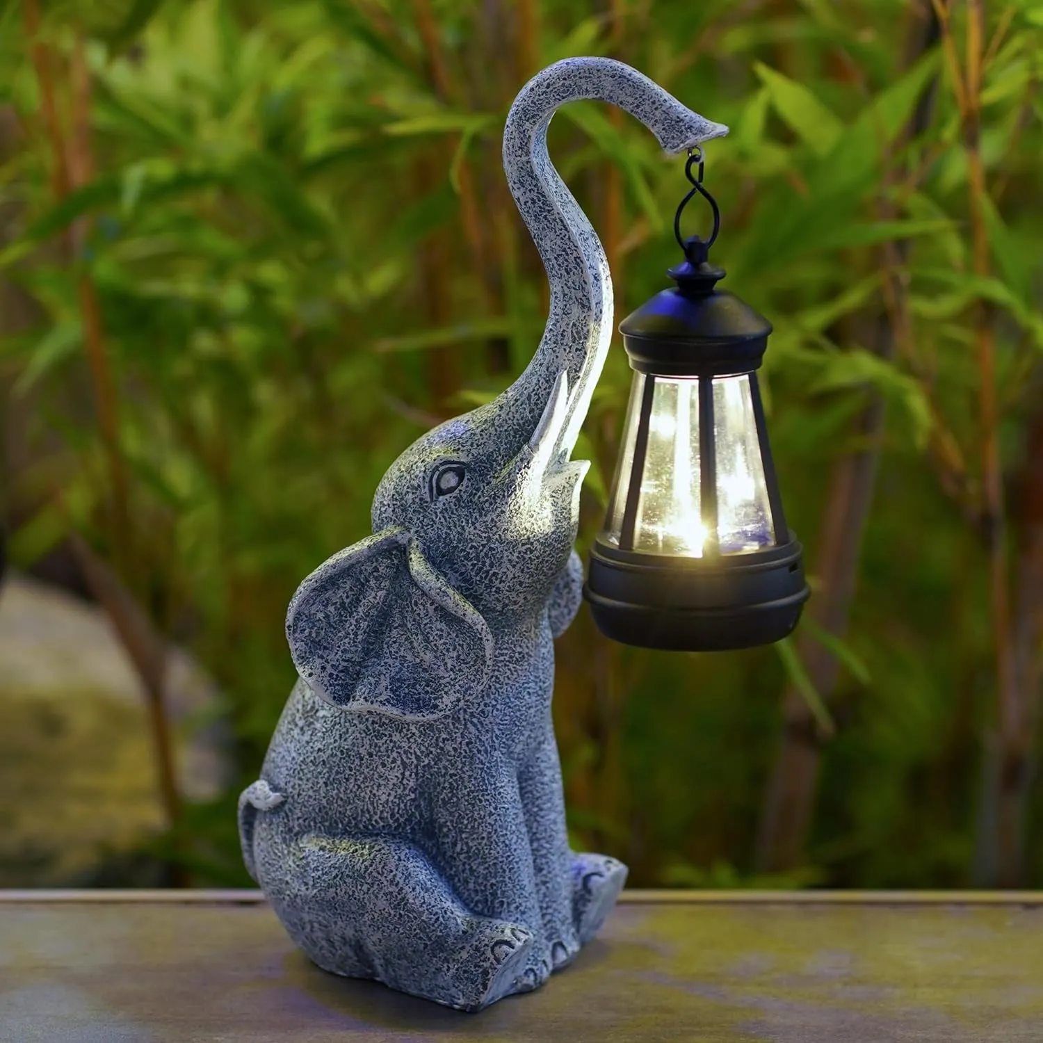 Solar-Powered Elephant Statue for Garden - Eco-Friendly Outdoor Decor with LED Lighting, Weather-Resistant for Pathways & Flowerbeds, Unique Garden Gift for Women & Animal Lovers