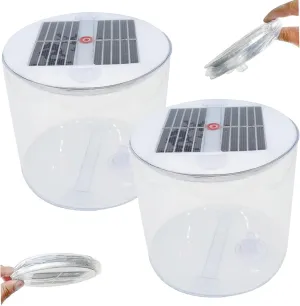 Solar Powered Lantern, Inflatable Solar Lantern, 2PCS Waterproof Solar Camping Lantern with White LEDs, Portable Foldable Solar Lamp with Handle for Camping, Solar Camping Lantern