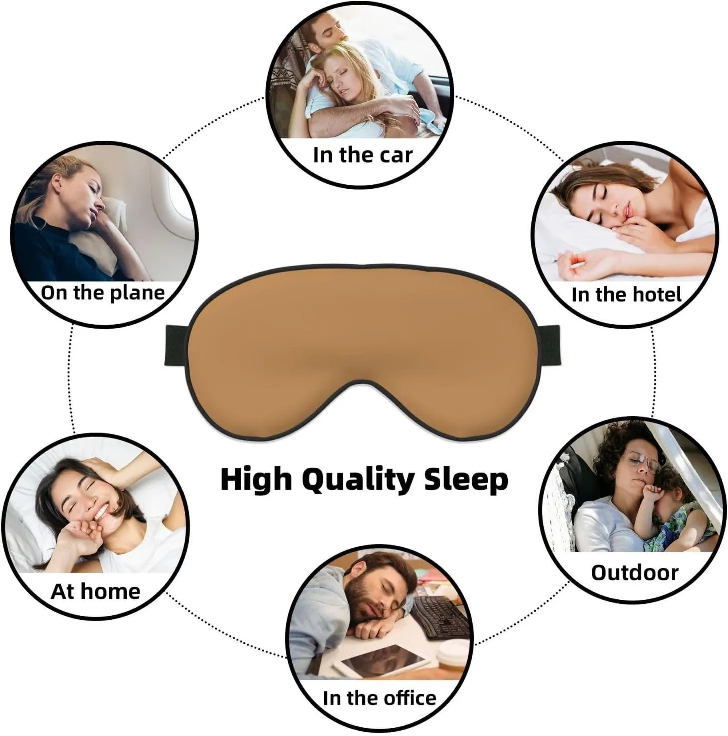 Solid Color Brown Head-Mounted Double-Sided Light-Blocking Sleeping Eye mask to Protect Eyes and Relieve Eye Fatigue