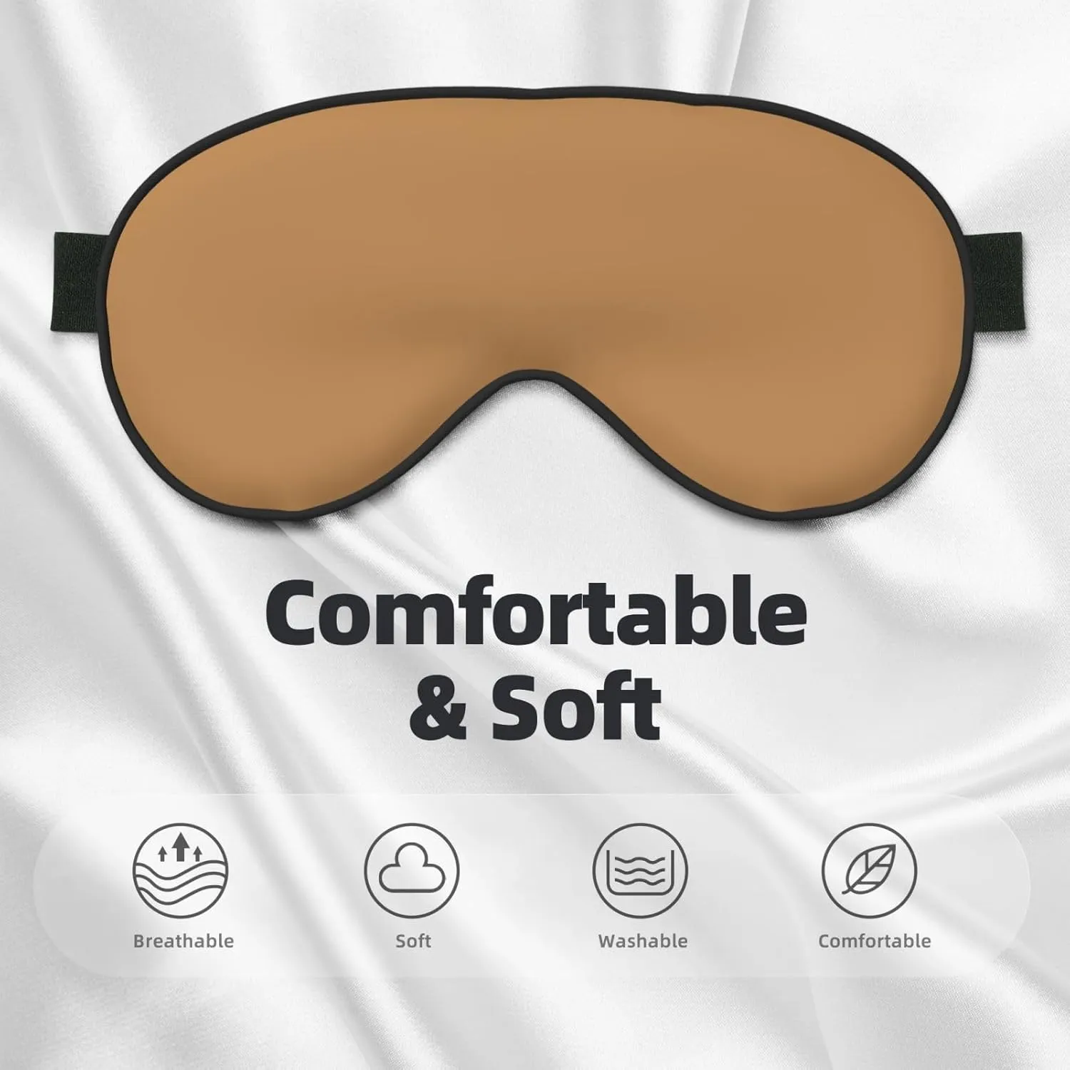 Solid Color Brown Head-Mounted Double-Sided Light-Blocking Sleeping Eye mask to Protect Eyes and Relieve Eye Fatigue
