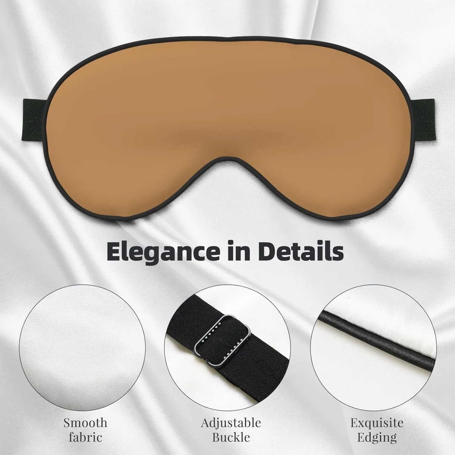 Solid Color Brown Head-Mounted Double-Sided Light-Blocking Sleeping Eye mask to Protect Eyes and Relieve Eye Fatigue