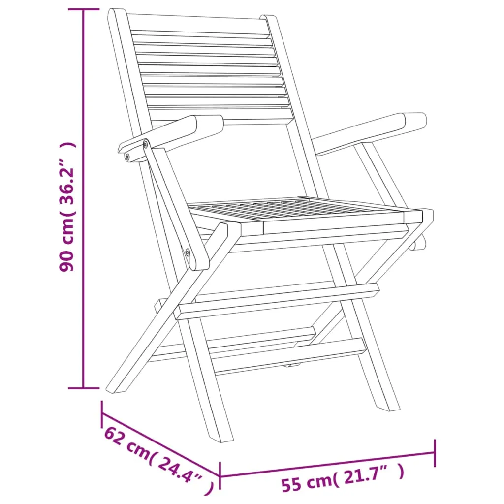 Solid Teak 8 Patio Chairs 21.7"x24.4"x35.4" pcs vidaXL High-efficiency Folding Bundle deal Wood