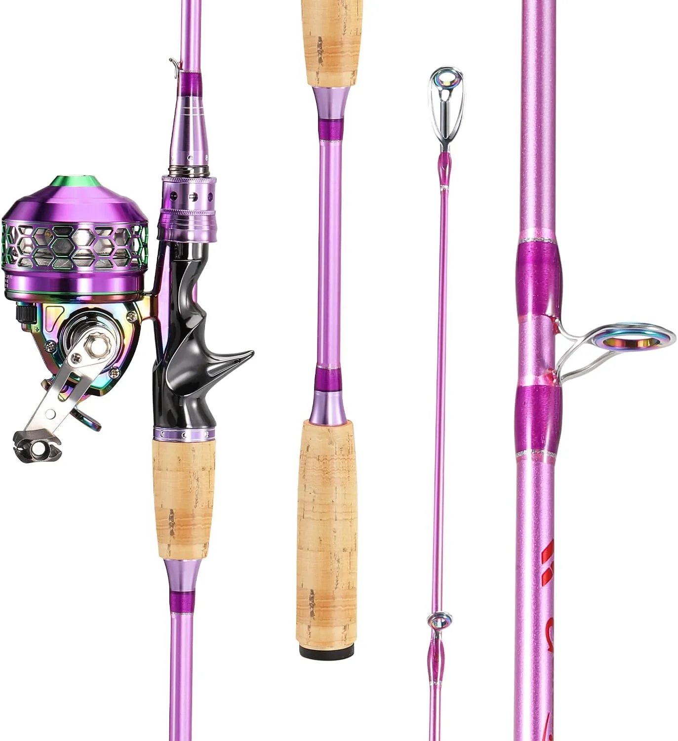 Souagyilang Spincast Fishing Rod Reel Combo,2 Pieces Medium Heavy Pole with Super Smooth Reel Trouble-Free Push-Button Bait Casting Design for Freshwater