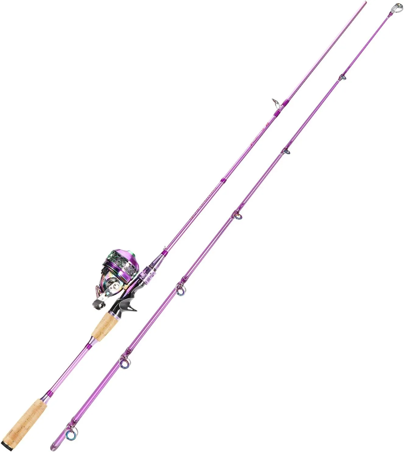 Souagyilang Spincast Fishing Rod Reel Combo,2 Pieces Medium Heavy Pole with Super Smooth Reel Trouble-Free Push-Button Bait Casting Design for Freshwater