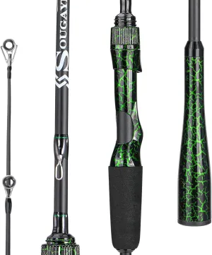 Sougayilang Berdea L Fishing Rod, 2-Piece IM6 Carbon Fiber Strong Casting & Spinning Rods for Bass, Trout, Walleye, Catfish