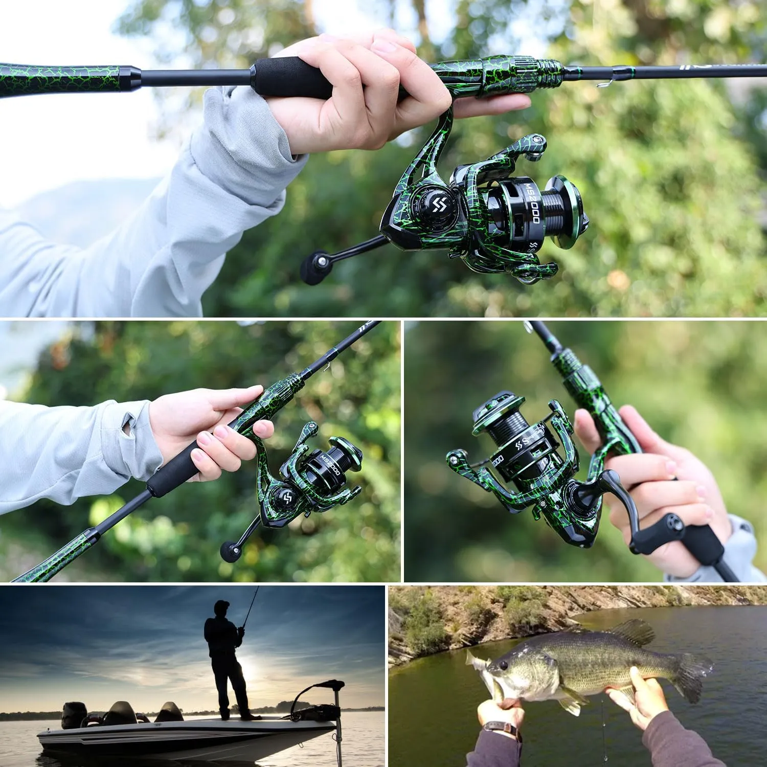 Sougayilang Berdea L Fishing Rod, 2-Piece IM6 Carbon Fiber Strong Casting & Spinning Rods for Bass, Trout, Walleye, Catfish