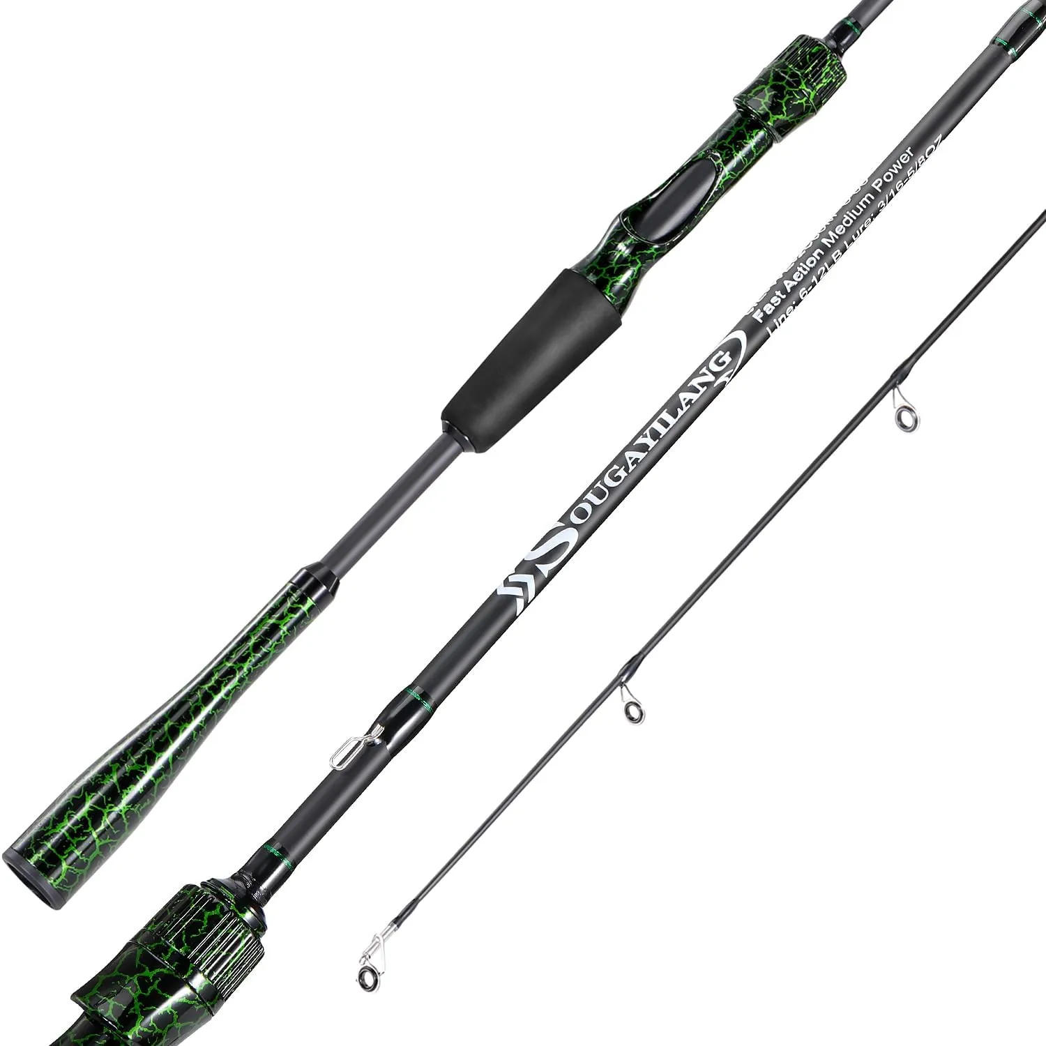 Sougayilang Berdea L Fishing Rod, 2-Piece IM6 Carbon Fiber Strong Casting & Spinning Rods for Bass, Trout, Walleye, Catfish