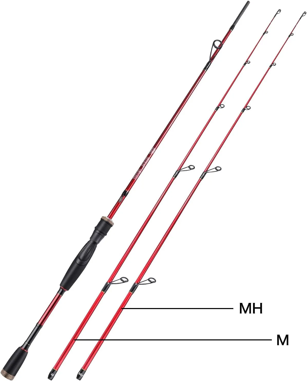 Sougayilang Fishing Rod, 2Pc Casting Rod Spinning Rod for Freshwater Tournament Quality Fishing Pole with 2 Tips for Bass
