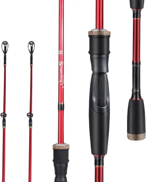 Sougayilang Fishing Rod, 2Pc Casting Rod Spinning Rod for Freshwater Tournament Quality Fishing Pole with 2 Tips for Bass
