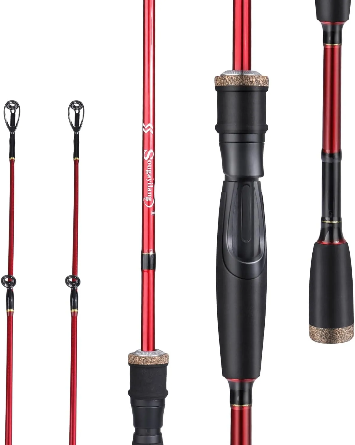 Sougayilang Fishing Rod, 2Pc Casting Rod Spinning Rod for Freshwater Tournament Quality Fishing Pole with 2 Tips for Bass