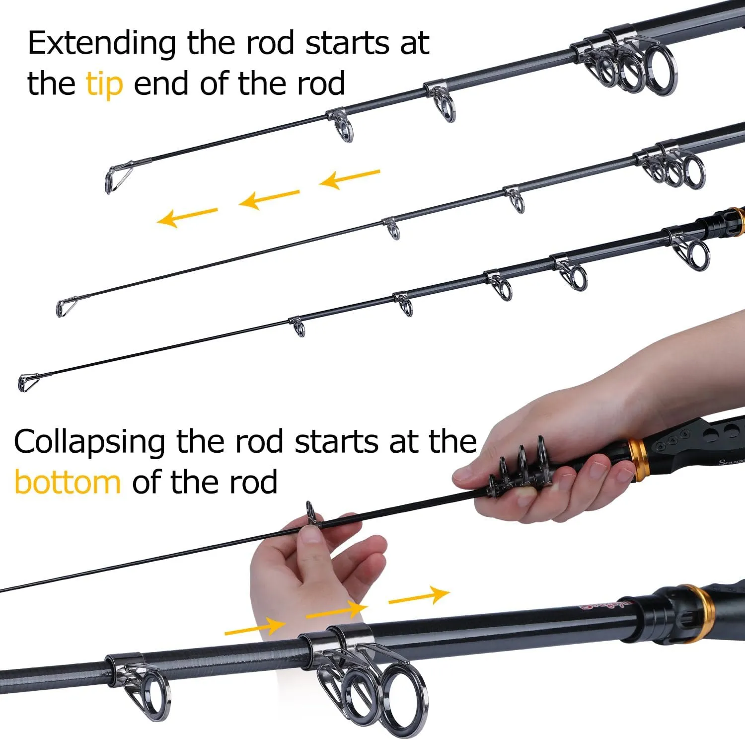 Sougayilang Fishing Rod Graphite Carbon Fiber Portable Spinning Telescopic Fishing Pole for Boat Saltwater and Freshwater