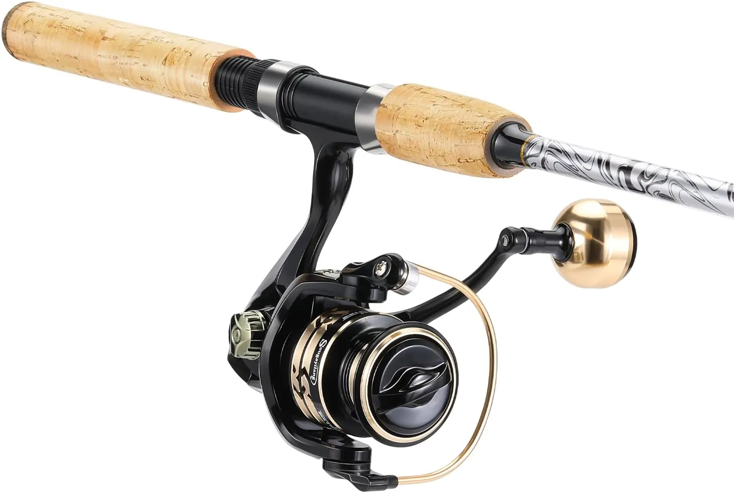 Sougayilang Reel and Fishing Rod Combo, Fiberglass Fishing Pole with Durable P-Cork Rod Handle, Lightweight Graphite Frame