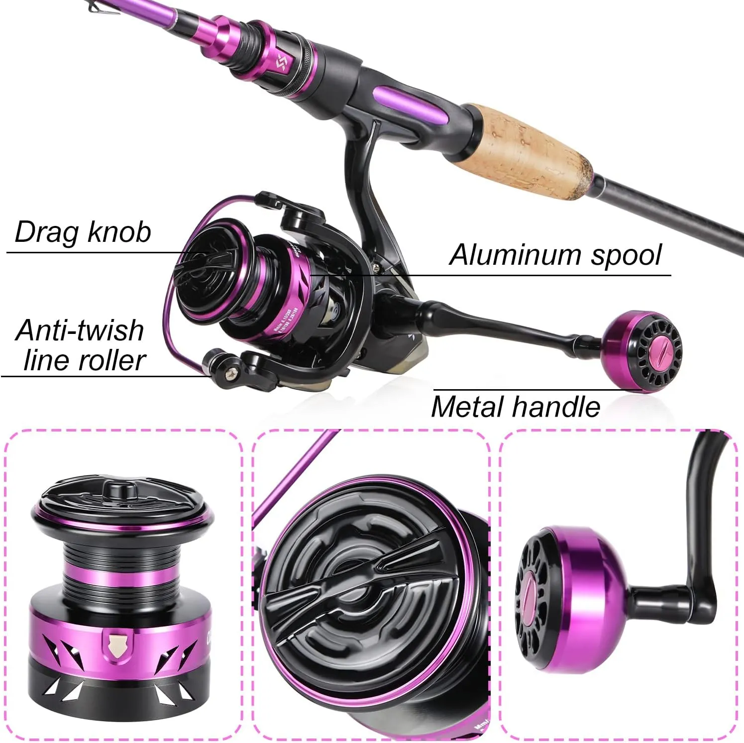 Sougayilang Spinning Combo, Medium Heavy Fishing Pole and 2000 Spinning Reel Set, Fishing Rod and Reel Commbo for Bass Fishing Tackle