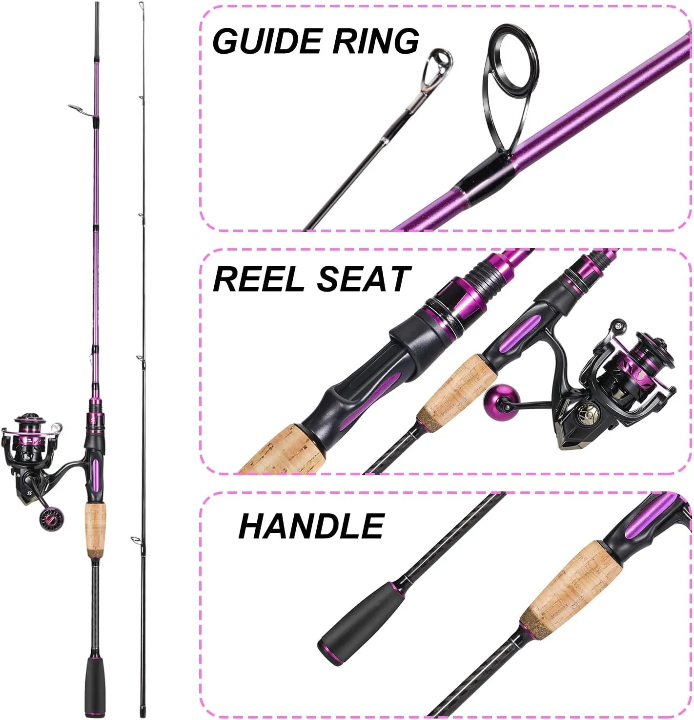 Sougayilang Spinning Combo, Medium Heavy Fishing Pole and 2000 Spinning Reel Set, Fishing Rod and Reel Commbo for Bass Fishing Tackle