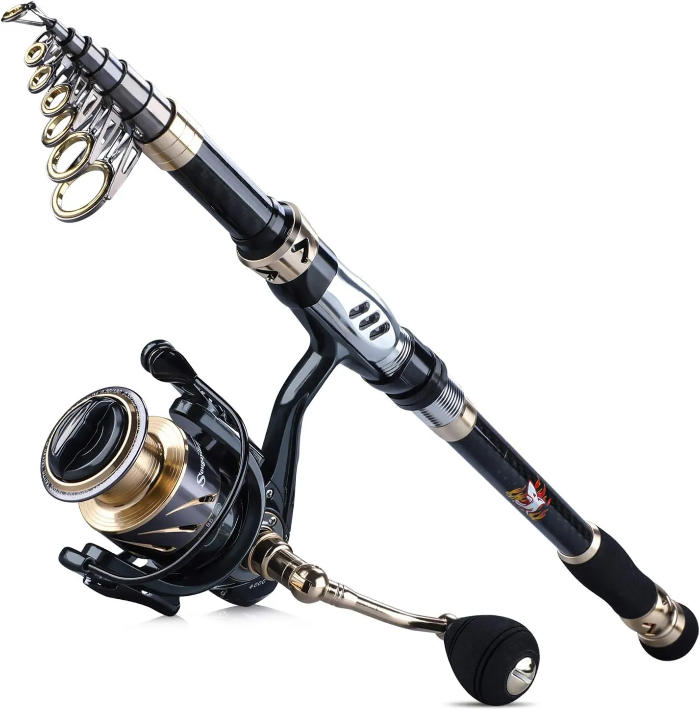 Sougayilang Telescopic Fishing Rod and Reel Combos Full Kit, Carbon Fiber Fishing Pole, 13  1 Shielded Bearings Stainless Steel BB Spinning Reel with Suitcase Fishing Kit