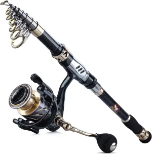 Sougayilang Telescopic Fishing Rod and Reel Combos Full Kit, Carbon Fiber Fishing Pole, 13  1 Shielded Bearings Stainless Steel BB Spinning Reel with Suitcase Fishing Kit